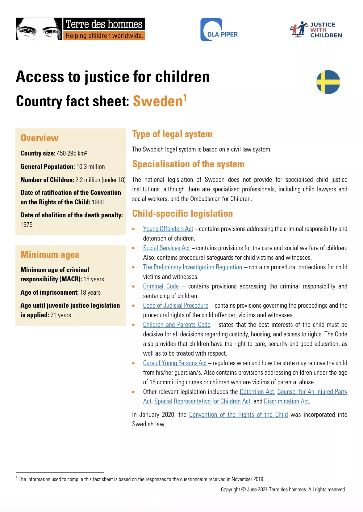 Access to Justice for Children Country Factsheet: Sweden